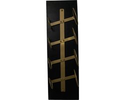 Ponce Wijnrek - 20x13x65 cm - Zwart/Goud - Hout/Metaal - wijnrek muur, wijnkast, wijnrek hout, wijnrekken, wijnrek zwart, wijnrek hangend, wijn rek, wijnrek wand