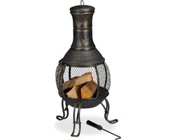 Pookhaak voor Aztekenkachel - Houten rooster - Vonkscherm voor tuin - Terras antieke terrasoven - Hoogte 89 cm - Goud