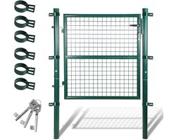 Poort gepoedercoat staal Tuinpoort Metalen tuinhek Opritpoort Paal Gaashek Tuindeur 100x100CM ronde buis