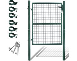 Poort gepoedercoat staal Tuinpoort Metalen tuinhek Opritpoort Paal Gaashek Tuindeur 125x100CM ronde buis