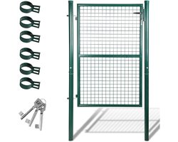 Poort gepoedercoat staal Tuinpoort Metalen tuinhek Opritpoort Paal Gaashek Tuindeur 150x100CM ronde buis