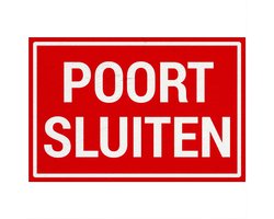 Poort sluiten bord | Sign Again materiaal | 18 x 12 cm