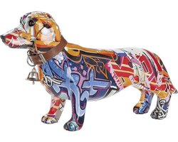 POPART tekkel /teckel handgemaakt - Woondecoratie voor Binnen of Buiten van polyresin- Beelden en Figuren - Decoratie Woonkamer/Slaapkamer -  Dieren beeld