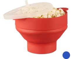 popcorn maker - silicone - opvouwbaar - magnetron - BPA-vrij - zonder olie - rood