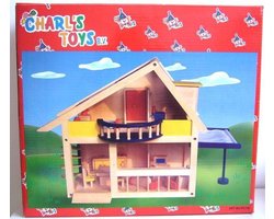 Poppenhuis met balkon en meubels, Charl's Design Toys
