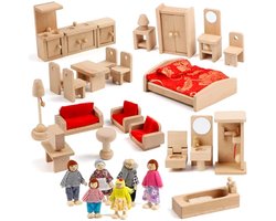 Poppenhuis Meubels Accessoires Set met 6 Poppen voor Creatief Spel