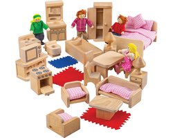 Poppenhuis - Meubels en poppetjes - 26dlg