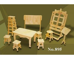 Poppenhuis Meubels - Hout - Kunstatelier Set - Miniatuur Atelier Inrichting