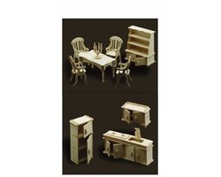 Poppenhuis meubels keuken en eetkamer