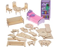 Poppenhuis Meubels - Mini Meubels - Huis Inrichten - Zelf Te Maken - 7 Delig - Multicolor