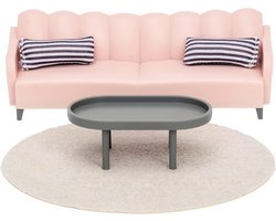 Poppenhuis Meubelset Woonkamer - 5 Delige Accessoires Set voor Mini Poppen 11 cm