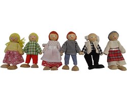 Poppenhuis poppen familie, 6 stuks