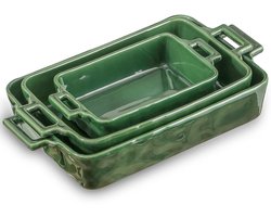 Porselein Bakvormen Set - Ovenschalen voor Diverse Gerechten - Set van 3 - Reactieve Glazuur