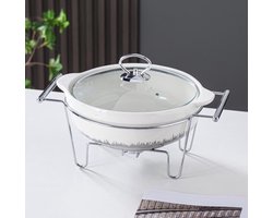 Porselein Warmhoudschaal Wit/Zilver