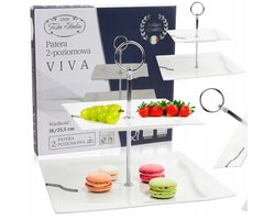 Porseleinen 2-laags etagère voor taart en fruit - Wit, Modern