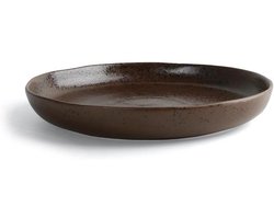 Porseleinen Bord - Dinerbord Hoog Rand - Eten Serveren - Reactieve Glazuur - 24 cm - Bruin