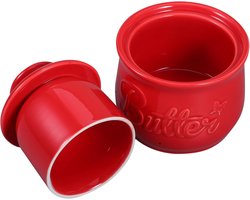 Porseleinen Botervloot - Boterdoos Deksel - Aanrecht Decoratie - Keramische Kwaliteit - 10.5x10.5x9 cm - Rood