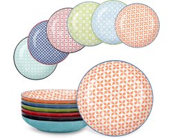 Porseleinen Dinerborden - Kleurrijke Keramiek - Maaltijden Serveren - Vaatwasser Magnetron Veilig - Set van 6 - Multicolor