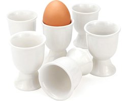 Porseleinen eierhouder in wit, keramische eiercup voor ontbijt en brunch, duurzaam en stijlvol