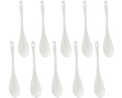 Porseleinen Eierschep - Set van 10, 12 cm - Multifunctionele Lepels voor Koffie, Dessert en Dips - Hoogwaardige Keramiek en Duurzaam Ontwerp