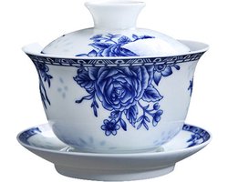 Porseleinen Gaiwan - Traditioneel Theekopje met Deksel - Gong Fu Cha zetmethode - Losse thee - 150 ML