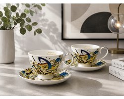 Porseleinen Kandinsky Kopjes met Schotels - 2 Stuks Set