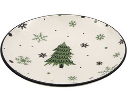 Porseleinen Kerst Borden met Kerstboom Design - Kerstservies - 19CM - 6 stuks