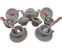 Porseleinen Kinder theeservies - Bloem 17-delig