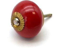 Porseleinen Knop Rond Rood 40mm handgeschilderd