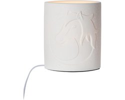 Porseleinen lamp - Paardenkop lamp - Sfeer creëren - Prikpatroon design - 20 cm hoog - Wit