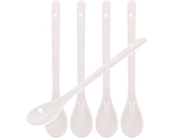 Porseleinen Lepels Set van 5 - Soeplepel en Koffielepel van Keramiek - Lange Steel - Voor Soep, Pap en Meer