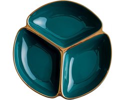 Porseleinen Serveerplaten met 3 Compartimenten voor Desserts, Salades en Pasta - Ideaal voor Feestjes en Diner