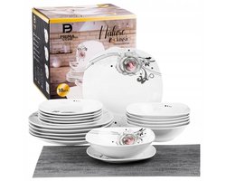 Porseleinen Servies 18-delig voor 6 Personen - Grijze Rozen Design