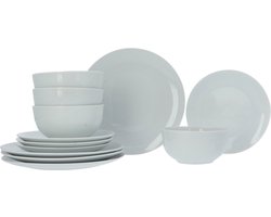 Porseleinen Servies Smooth - 4 persoons servies 12-delig - Wit rond