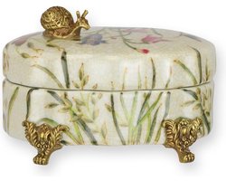 porseleinen sieraden doos - sieradendoos - messing gemonteerd - 9,1 cm hoog