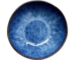 Porseleinen slakom keramische soepkom grote ramen kom noedelkom muesli dessertkom havermoutkom bord fruitschaal serveerkom blauw (maat: M)