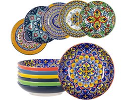 Porseleinen soepborden voor pasta en salade - set van 6 - Boheemse stijl