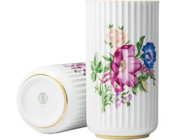 Porseleinen Vaas - Decoratieve Pot - Bloemen Schikken - Handgemaakte Groeven - 16.4 cm Hoog - Goudkleurig