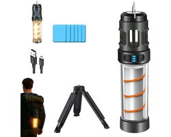 Portable Integrated Camping Light, IPX5 Waterproof Emergency Light with Tripod, Five Adjustable Levels, USB Charing for Indoor, Backyard, Picnic (Black)