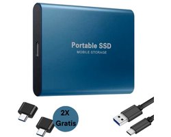 Portable SSD – Externe SSD – 1TB opslag – blauwe SSD – inclusief USB C kabel – USB 3.1 – draagbare SSD – SSD harde schijf – externe harde schijf 1TB – SSD voor laptop – blauw – geschikt voor Windows, Mac en Android