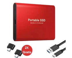 Portable SSD – Externe SSD - 1TB opslag – Rode SSD – inclusief USB C kabel – USB 3.1 – draagbare SSD – SSD harde schijf – externe harde schijf 1TB – SSD voor laptop – geschikt voor Windows, Mac en Android