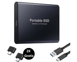 Portable SSD – Externe SSD – 1TB opslag – Zwarte SSD – inclusief USB C kabel – USB 3.1 – draagbare SSD – SSD harde schijf – externe harde schijf 2TB – SSD voor laptop – blauw – geschikt voor Windows, Mac en Android