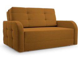 Porto 120 - Slaapbank - Compact en Multifunctioneel - 141 x 100 x 90 cm - Eenvoudig Uitklapbaar & Decoratieve Stiksels - Geel (BRAGI 68)