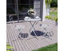 Porto 2-zits metaal vouwen 3 stuks bistro set voor tuin, terras en balkon (lichtgrijs)