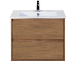 Porto Badmeubelset 70 cm - Honey - Keramische Wastafel Wit Slim