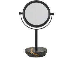 Porto Make Up Spiegel Black | Zwart / Donkergrijs | Natuursteen / Gepoedercoat staal