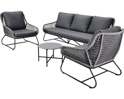 Portofino stoel bank loungeset 4 delig antraciet rope