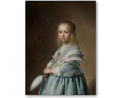 Portret van een meisje in het blauw - 30x40 Forex Staand - Johannes Cornelisz. Verspronck - Meesterwerken