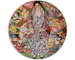 Portret van Friederike Maria Beer - Gustav Klimt muurcirkel - Vrouw wandschalen - Wandbord Portret - Wanddecoratie industrieel - Schilderij - Slaapkamer decoratie muurcirkel aluminium 60x60 cm