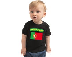 Portugal baby shirt met vlag zwart jongens en meisjes - Kraamcadeau - Babykleding - Portugal landen t-shirt 80